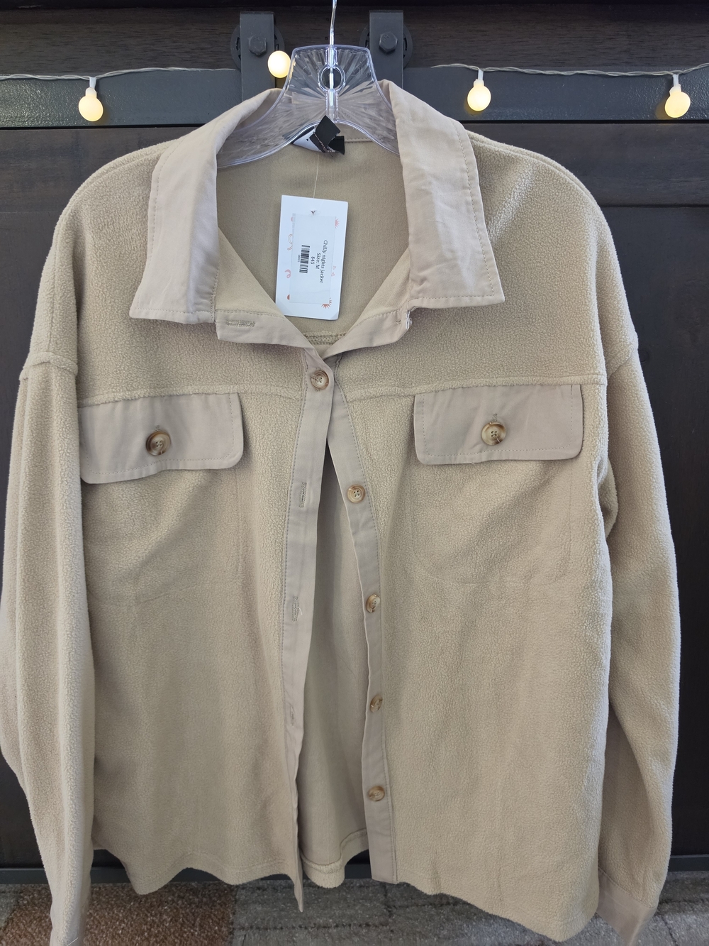 ✨ Lumière Chilly Nights Beige Fleece Shacket Jacket Size Medium